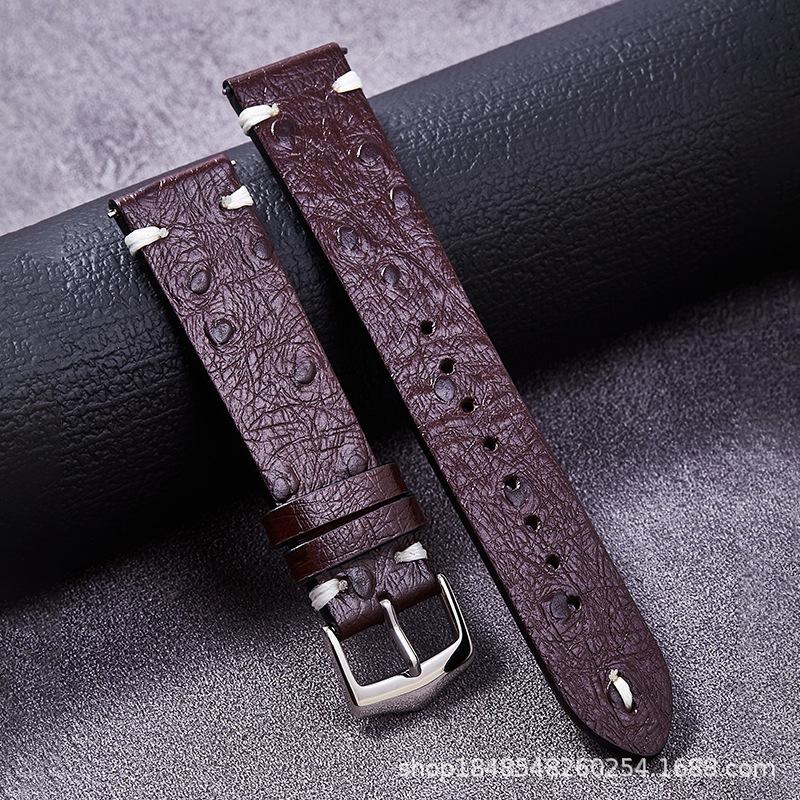 Ostrich Pattern Leather High Value 20Mm/22Mm/First Layer Pin Buckle Leather Strap Accessories