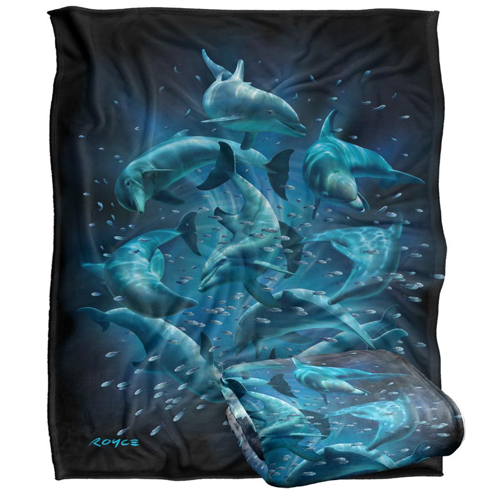 Royce McClure Silky Dolphin Twister Dark Water Supersoft Blanket