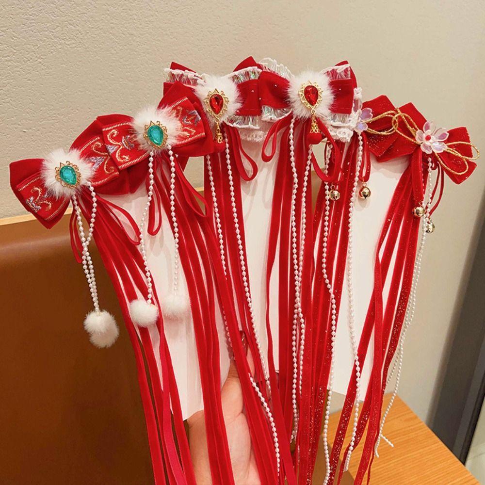 Princess New Year Bow Hairpins Ancient Style Girls Hanfu Headwear  Hair Accessories