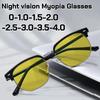 Luxury Half Frame Night Vision Myopia Glasses for Men Brightening High Beam Protection AtNight Driving UV Protection Goggles-4.0