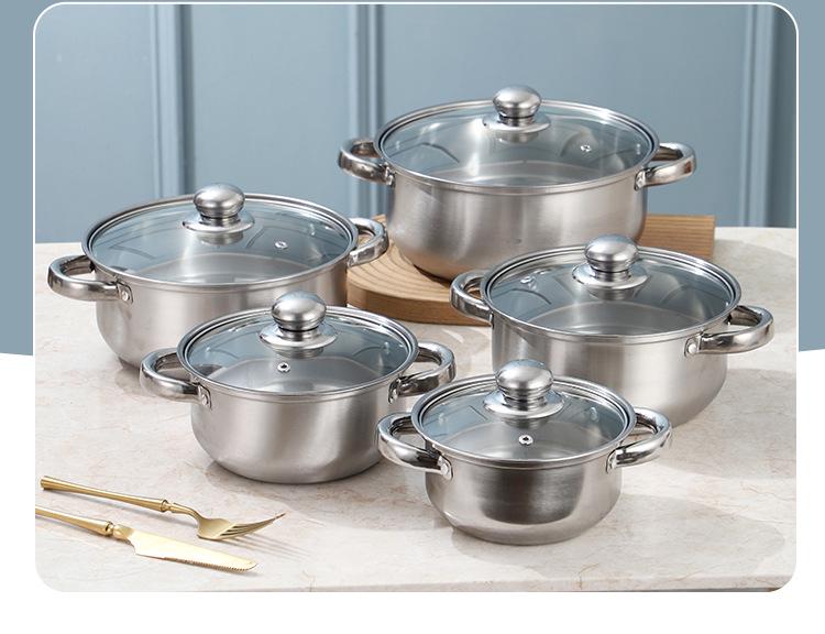 Gold Stainless Steel 10-Piece Cookware Set: Multi-Purpose Stockpot & Saucepan Gift Set