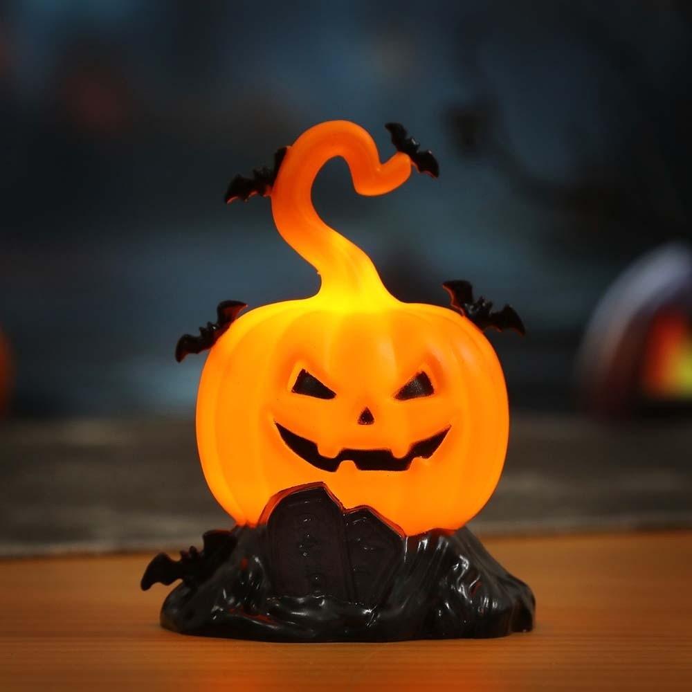 Luminous Pumpkin LED Lamp Plastic Electronic Nightlight Halloween Candle Light Home