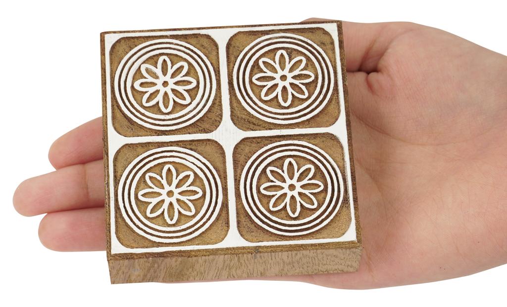 IBA Indianbeautifulart Textile Printing Block Asian Tile Motif Hand Carved Wooden Stamp Wood Block Printing Textile