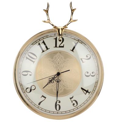 Elegant Copper Deer Head Silent Wall Clock Decor Home Office Wall Decoration