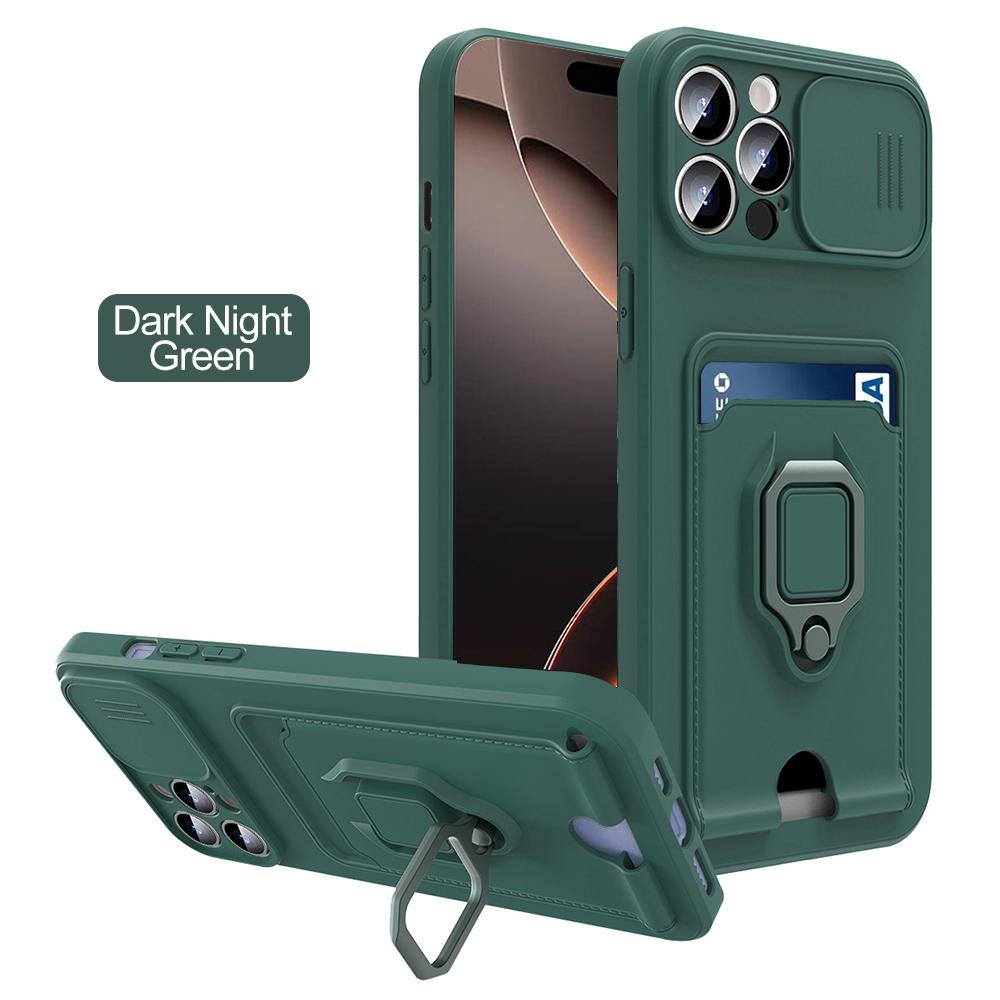 iPhone16Pro Max Case Car Magnetic Holder Sliding Lens Protection Cover For iPhone 16 Pro Max 16Pro TPU Card Slot Bumper Coques