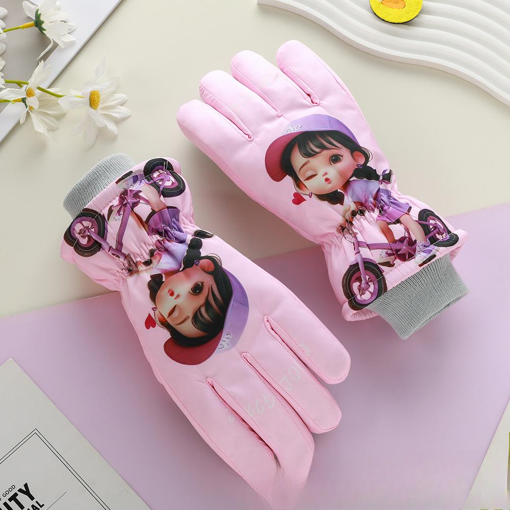 

Детские лыжные перчатки для тепла и водонепроницаемые зимние плюс бархатные утолщенные мужские и для девочек для игр на открытом воздухе снежные ветрозащитные перчатки для защиты от холода one size