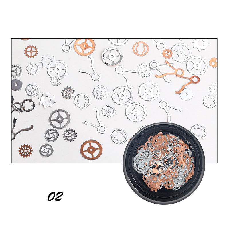 1 Коробка Заклепки для Ногтей Металлические Шестеренки Машинные Украшения для Ногтей Золотые/Серебряные Шармы Заклепки Металлический Нейл-Арт Панк Шипы Заклепки Шипы Декор Кончиков