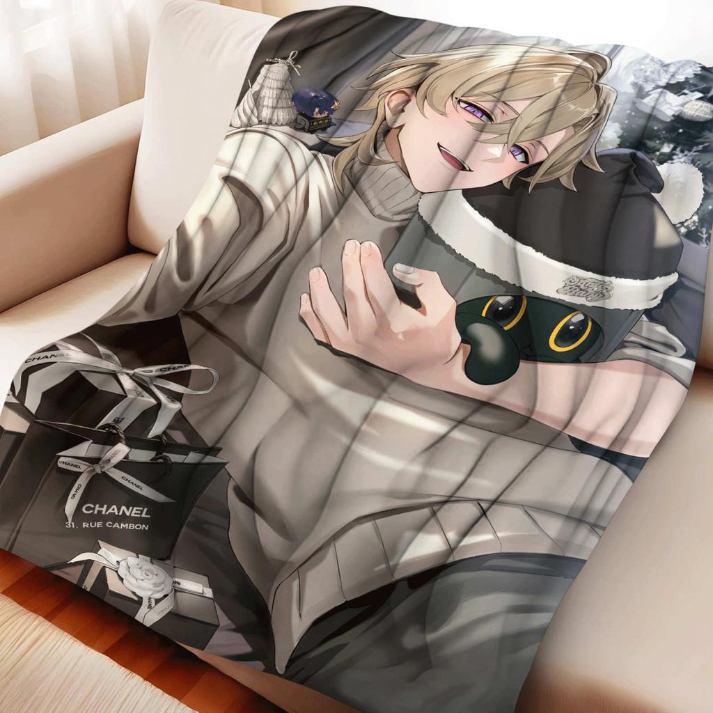 Game Honkai: Star Rail Aventurine Flannel Blanket Warmth Soft Air Conditioning Otaku Blanket Multifunctional Decorative Blankets