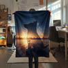 1Pc DoublevisionDogs Print Flannel Blanket, High quality Comfortable for All Seasons, Home Decor, Warmth and Comfort, Perfect for Christmas Gifts