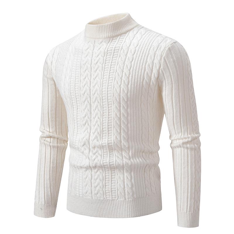 Men s Retro High Collar Lambswool Base Layer Sweater - Casual Knitwear 2XL