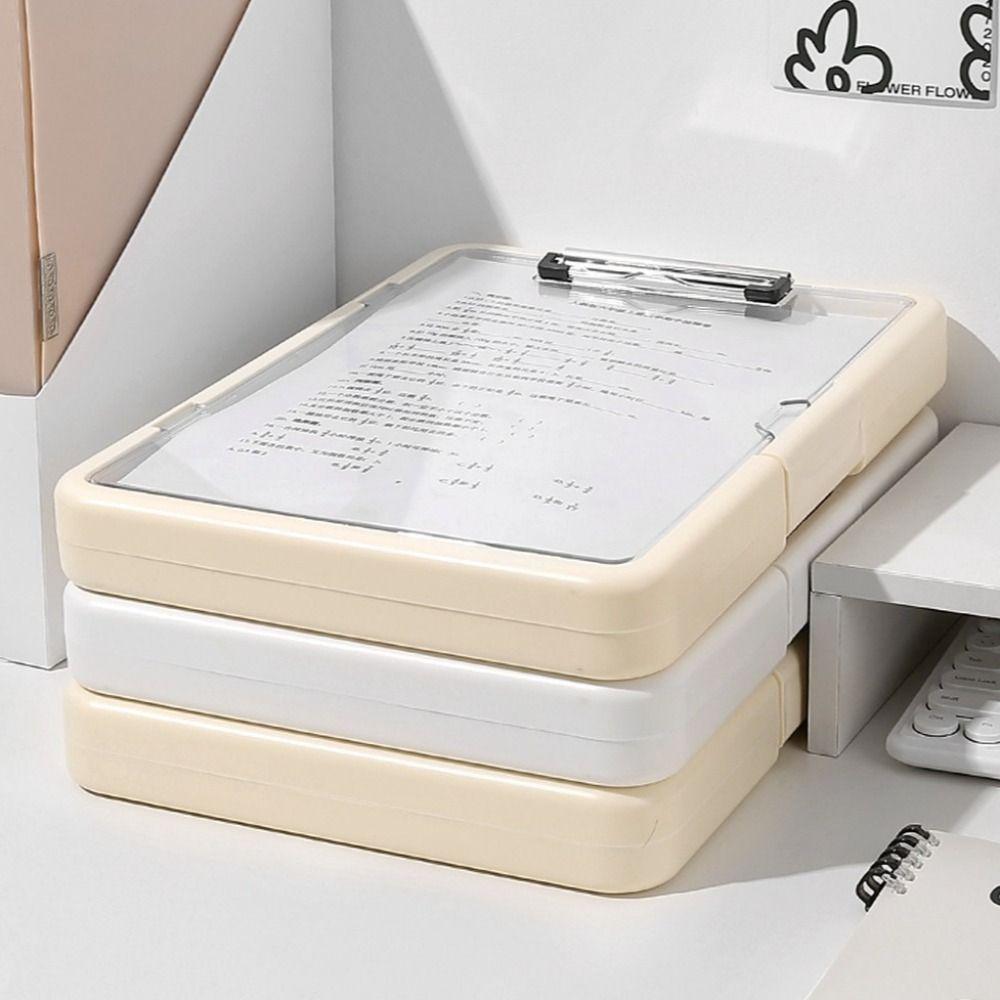 Large Capacity Clamp Storage Box File Organizer Writing Pad  School Supplies