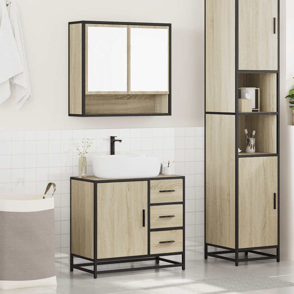 2 Piece Bathroom Furniture Set Sonoma Oak Particleboard