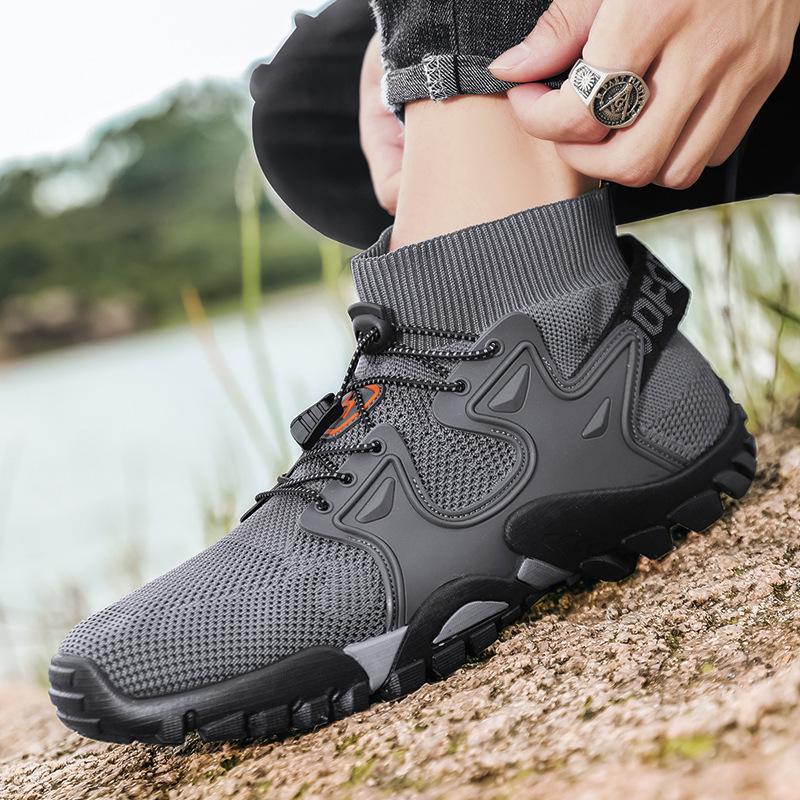 

Инструментальная мужская обувь весна и осень дышащая для улицы спорт альпинизм брод река ходьба обувь строительная площадка работа трудовая страховка 44 чёрный