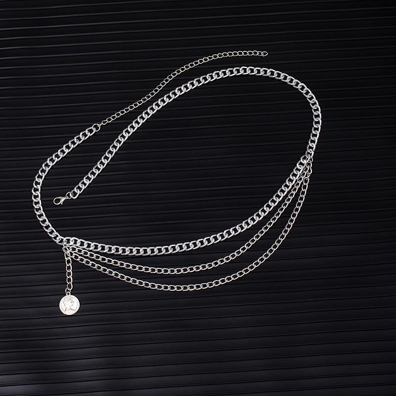 Multi-Layer Waist Chain Women'S Personality Simple Portrait Coin Pendant Body Chain Dress Waist Accessories