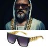 Gold Chain Necklace with Cosplay Glasses Halloween Eyewear Sunglasses with Chain For Men Women Halloween Music Festival