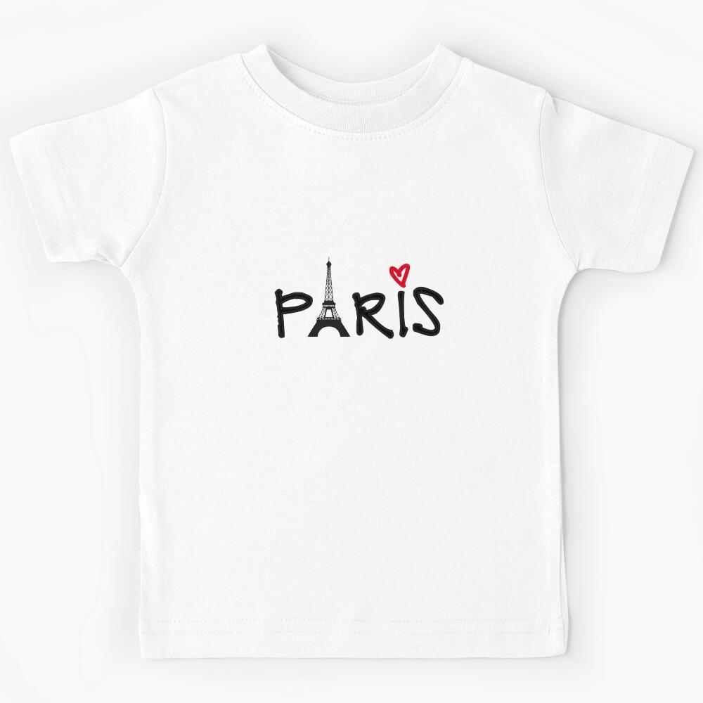 Paris with Eiffel tower and red heart Kids T-Shirt 120