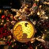 Warm Light Christmas Tree Ornaments 3D Wooden Up Ornament, Layered House Snowman Rustic Holiday Decorations Nativity Scene Hanging Decoration for Xmas