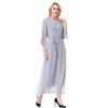 Women's Chiffon Round Neck Short Sleeve Ankle-Length Maxi Dress (Model: TH915)
