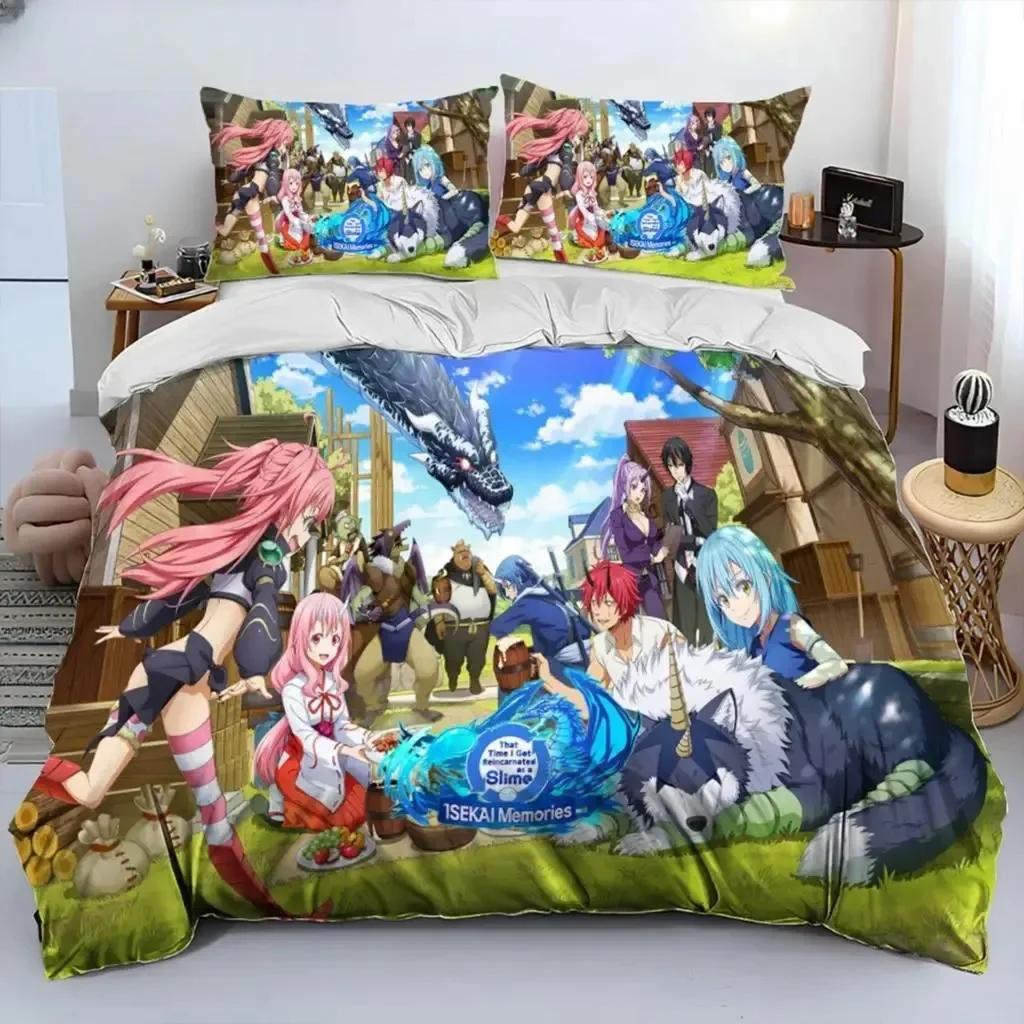 3D I Got Reincarnated As A Slime Anime Comforter Printed Bed Set Duvet Cover Pillowcase Bedding Set Linen Sheet Quilt Cover Size