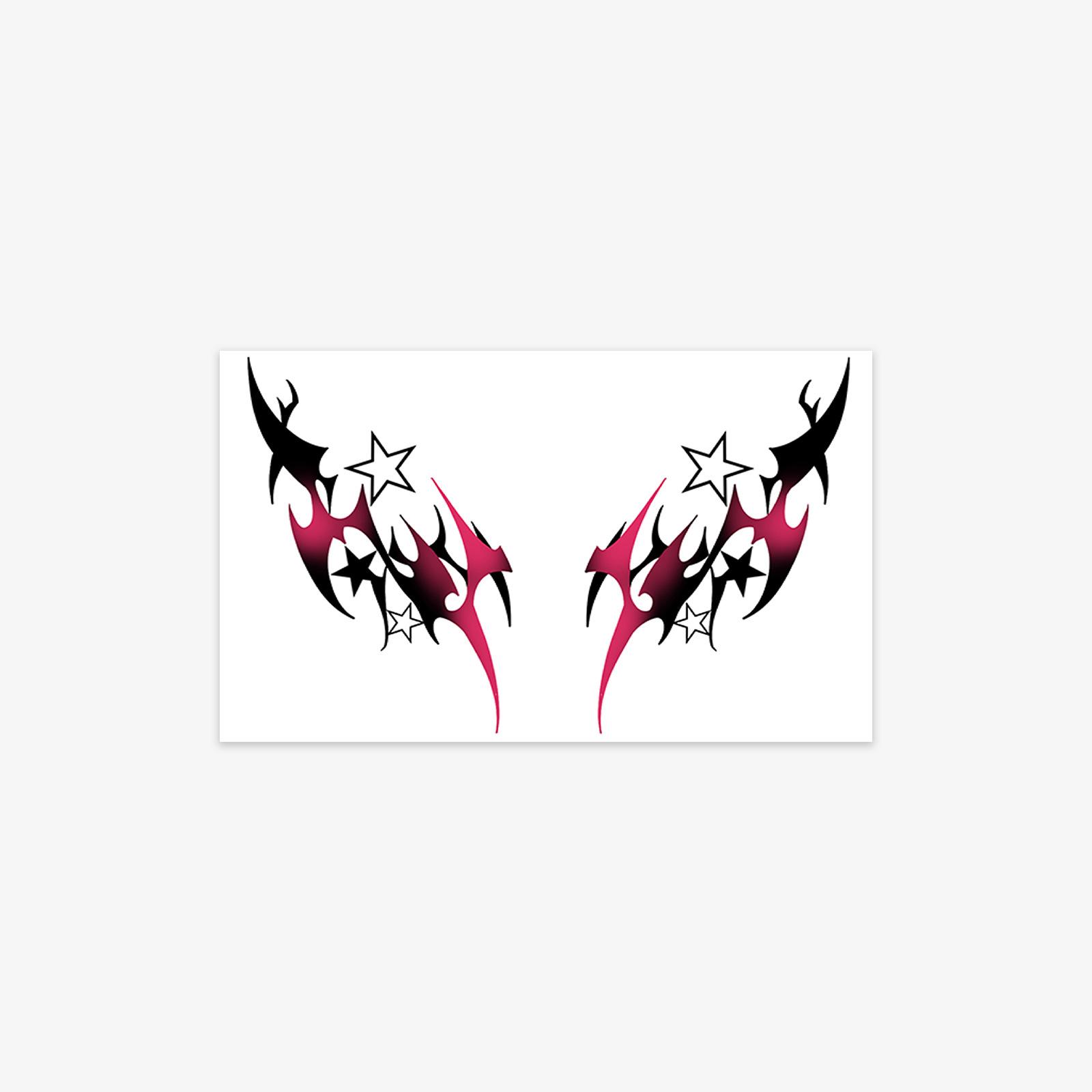 

Black And Red Gradual Change Thorns Star Tattoo Sticker, Waterproof Lasting Men And Women, Cool Sa Y2K Spice Girl Forearm Sticker 9*15