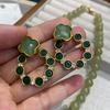 New Chinese Retro Natural Stone Beaded Necklace Female Niche High-End Green Jade 10Mm Xiaohongshu Jewelry