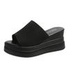 Women Slippers Summer Wedge Thick Heel Sexy Square Toe Dress Party Shoes High Heels Casual