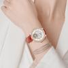 Dámské automatické mechanické hodinky s diamantovým osazením s koženým řemínkem, vodotěsný design
