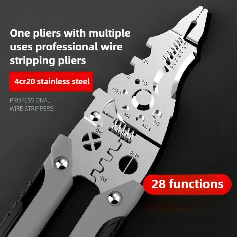 Professional Electrician Pliers, Multi-Function Wire Stripping and Crimping Tool for Electrical Wiring, Must-Have Electrician