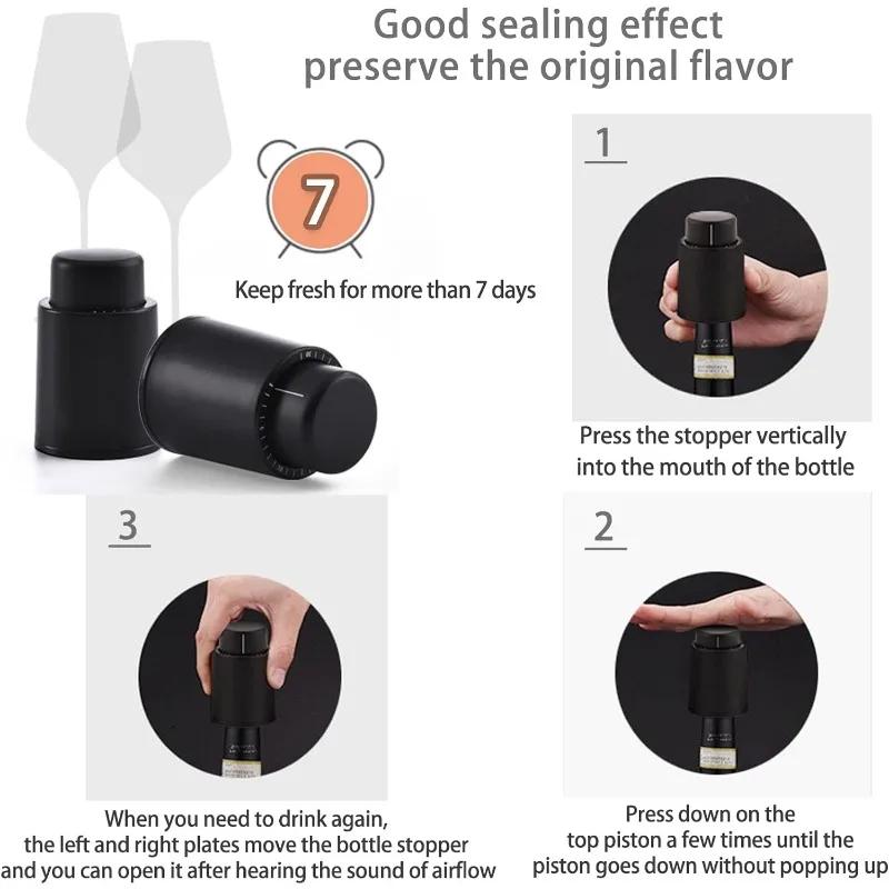 Vakuum Vinkork Vinstopp Vakuum Vinflaskor med Tidsskala Registreringar Barutrustning Vinkork Bartillbehör