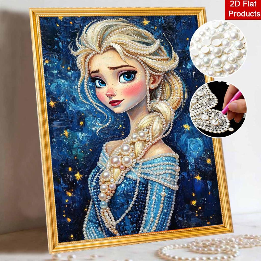 Disney Elsa Pearl Painting Handmade Diy Pearl Art Painting Simple Living Room Hanging Painting Decoration