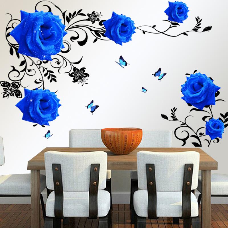 Adesivi murali rose autoadesivi sfondo TV parete soggiorno decorazione stanza adesivi decorazione murale adesivi murali