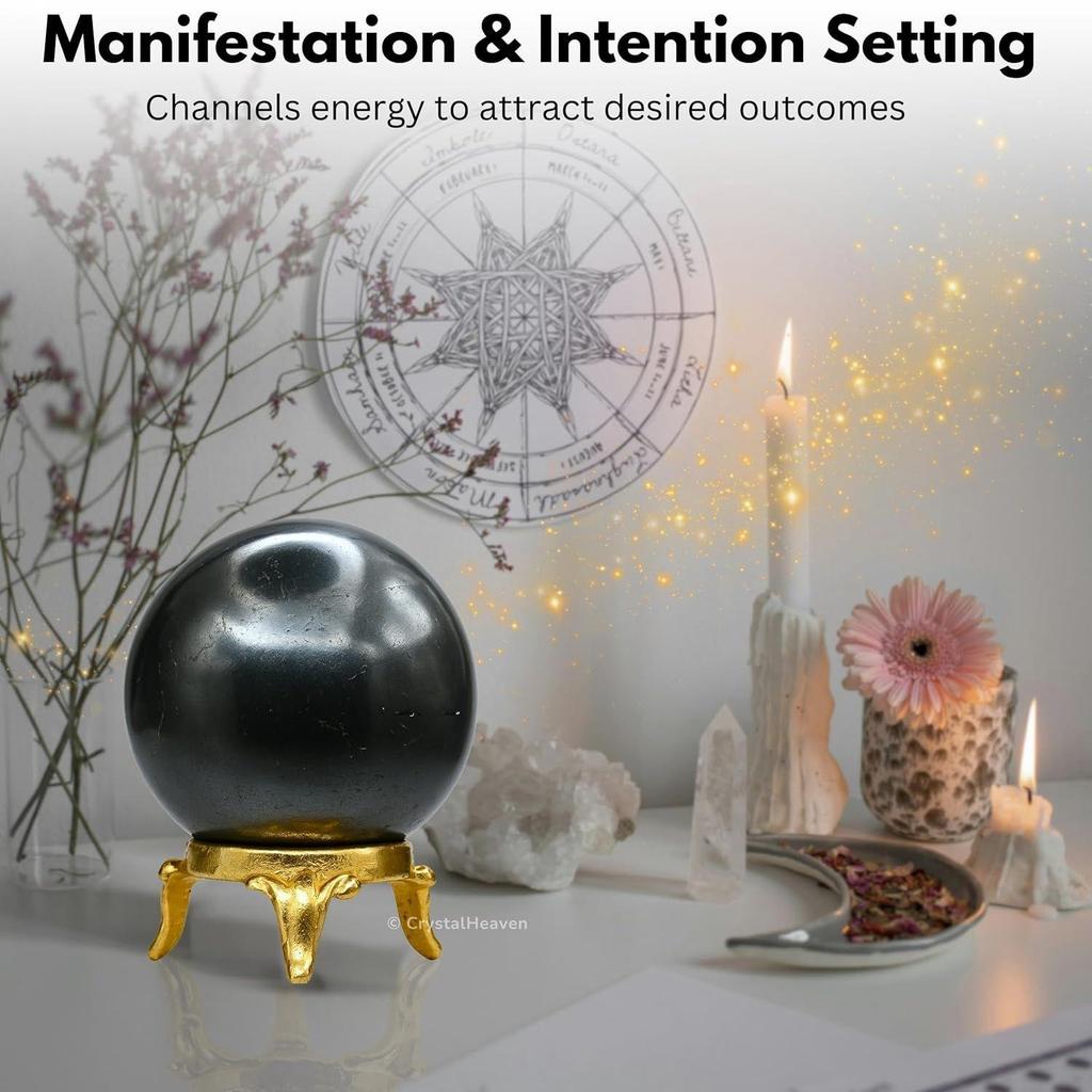 Certified Hematite Crystal Ball for Meditation - Premium Crystal Vastu Items for Home and Feng Shui Items for Good Luck