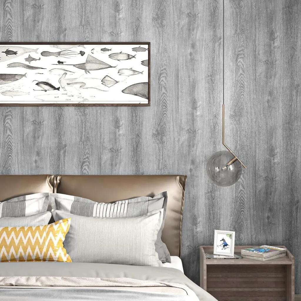 Szerokość 60/80 CM Szary Dąb Wzór Drewna Imitacja Drewna Wodoodporna Tapeta Zdejmowana Naklejka Ścienna Samoprzylepna Dekoracja Szafki Stołu