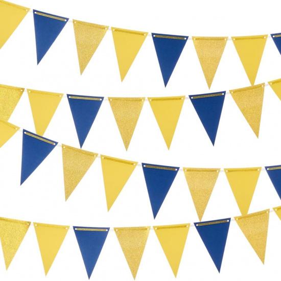 MOWO Gold Black Pennant Banner Paper Bunting Hanging Decoration for Birthday Graduation Retirement New Year's Party, Pack of 30 Counts Pennant, 20
