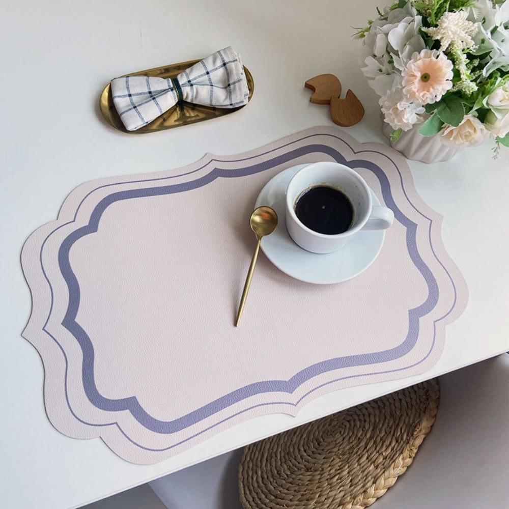 Morandi Color Leather Placemats Leather Material Waterproof Tableware Insulation Pad Scaldingproof Non Slip Insulated Placemats