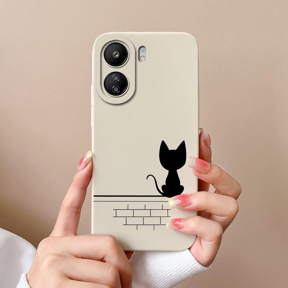 Etui w kształcie serca dla telefonu Poco C65 Pokrowiec Miękki Wysokiej Jakości Płynny Silikon Pełna Ochrona Tylna Pokrywa Dla Xiaomi Poco C 65 Funda