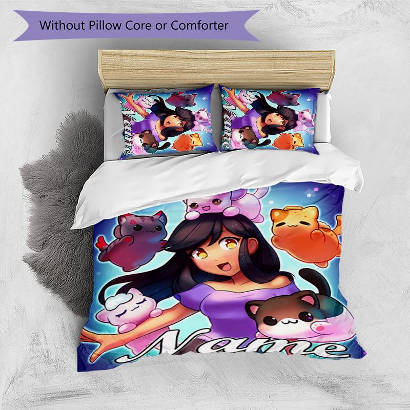 Set Biancheria da Letto Aphmau Personalizzato con Nome 3 Pezzi Copripiumino Chiusura Include 1 Copripiumino & 2 Federe per Tutte le Stagioni Decorazione Camera da Letto