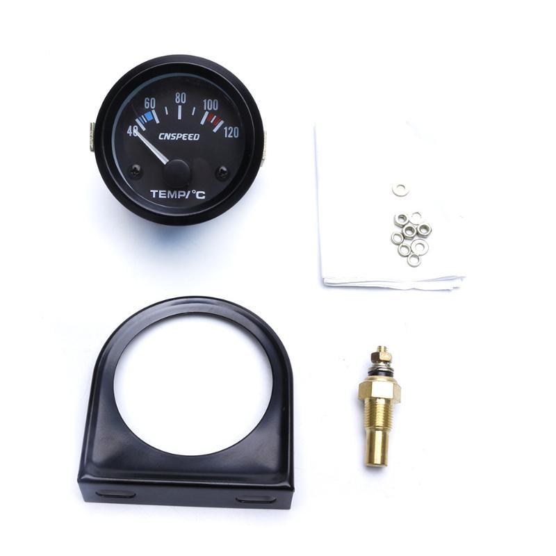 Auto Car 2" 52Mm Water Temp Gauge 40~120 Celsius Temperature Meter Sensor 1/8Npt Gasoline Car 12V Auto Instrument Black Shell