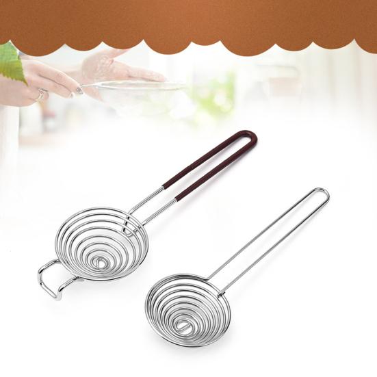 Egg White Separator Spiral Shape with Long Handle 304 Stainless Steel Food Grade Egg Yolk Filter for Kitchen