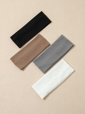 4 Stück/Set Vielseitiges, lässiges, modisches, hochelastisches Stirnband, Yoga, Sport, schweißabsorbierendes Stirnband