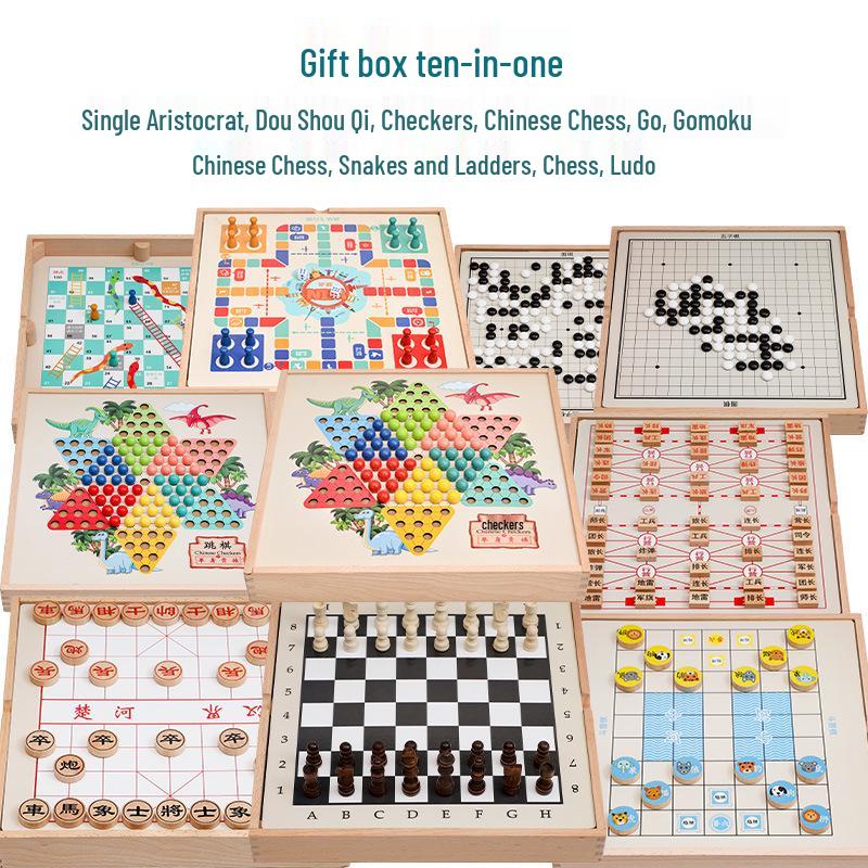 

Многофункциональный деревянный игровой набор: Людо, Шашки, Гомоку, Шахматы - Развивающая игрушка для детей