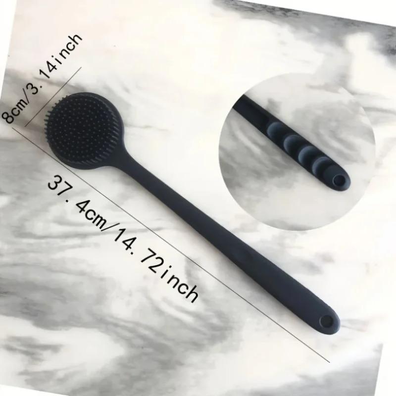 1PC Silicone Bath Brush Long Handle Double-Sided Extended Bathing Scrubbing Massage Brush Back Scrubber for Men and Women