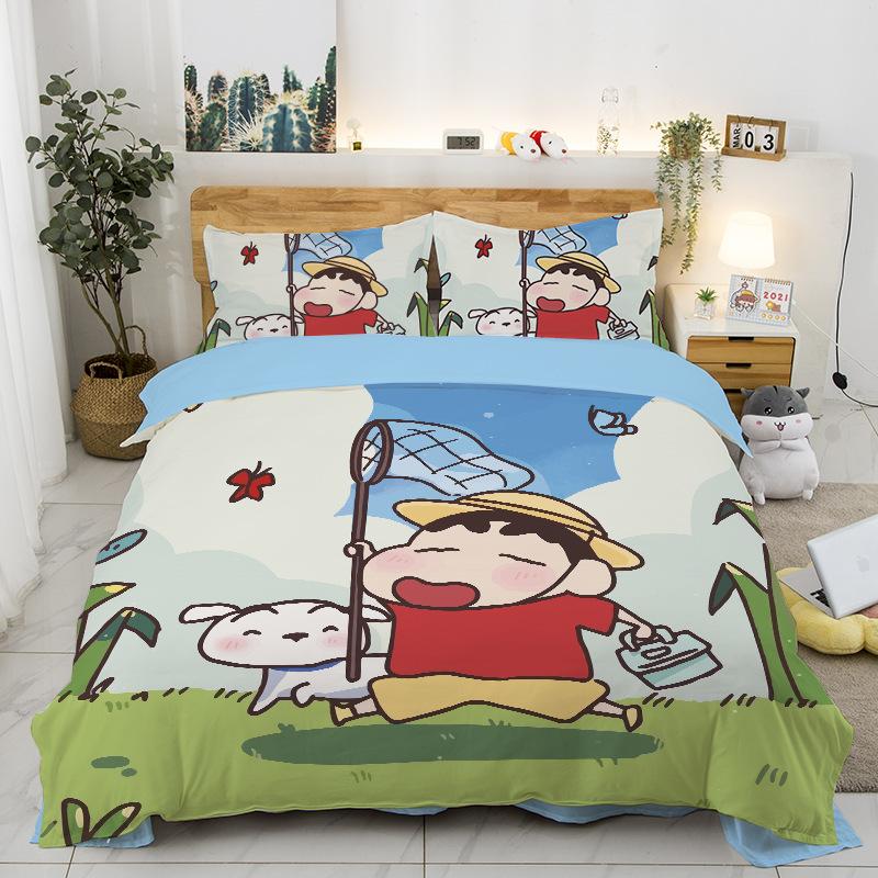 New Style C-Crayon Shin-Chan Bedding Sets Shin-Chan Duvet Cover Bed Set Quilt Cover Pillowcase Kids Adult Single/Double/Queen