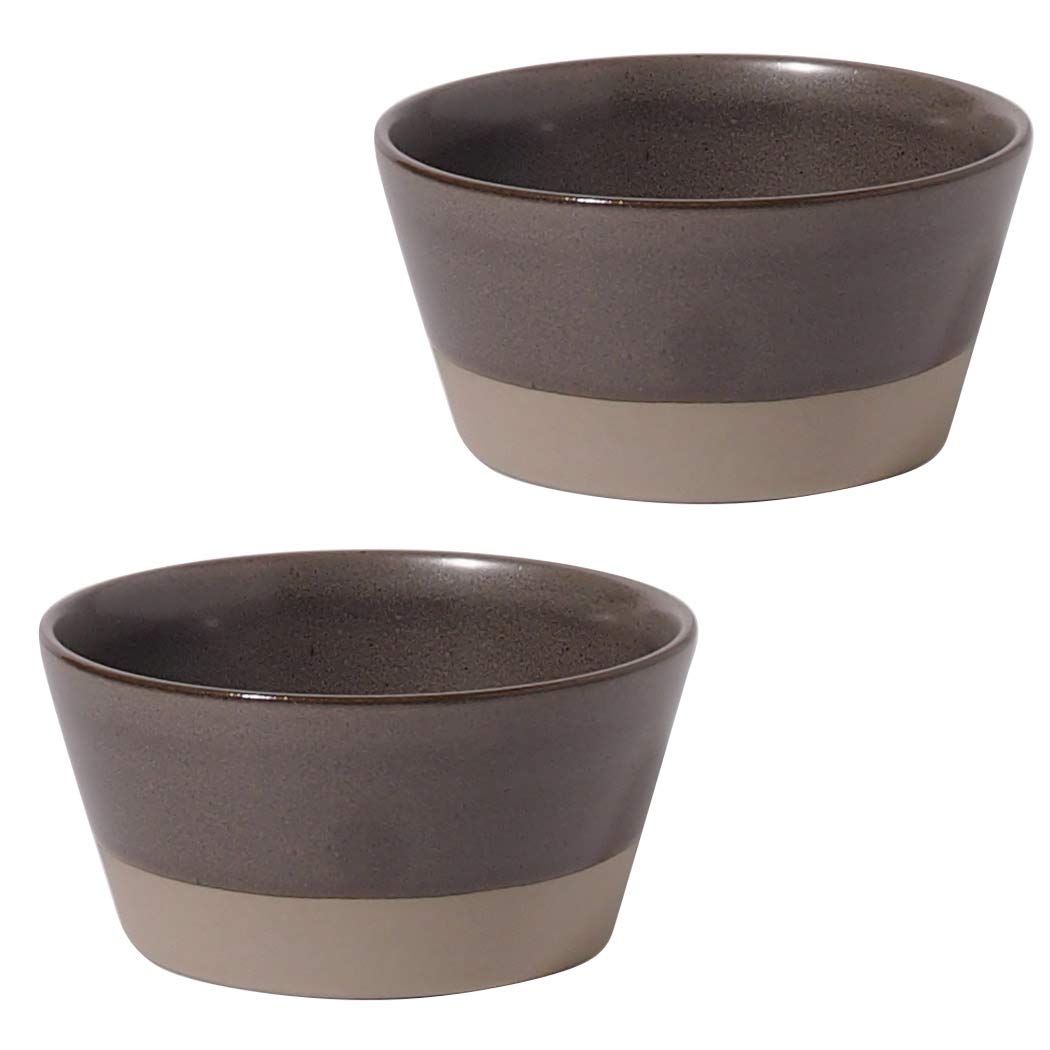 

Minoru Pottery Mino Ware PLANTAREE-SPLIT- 105 Pack Bowl, Black, Set of 2