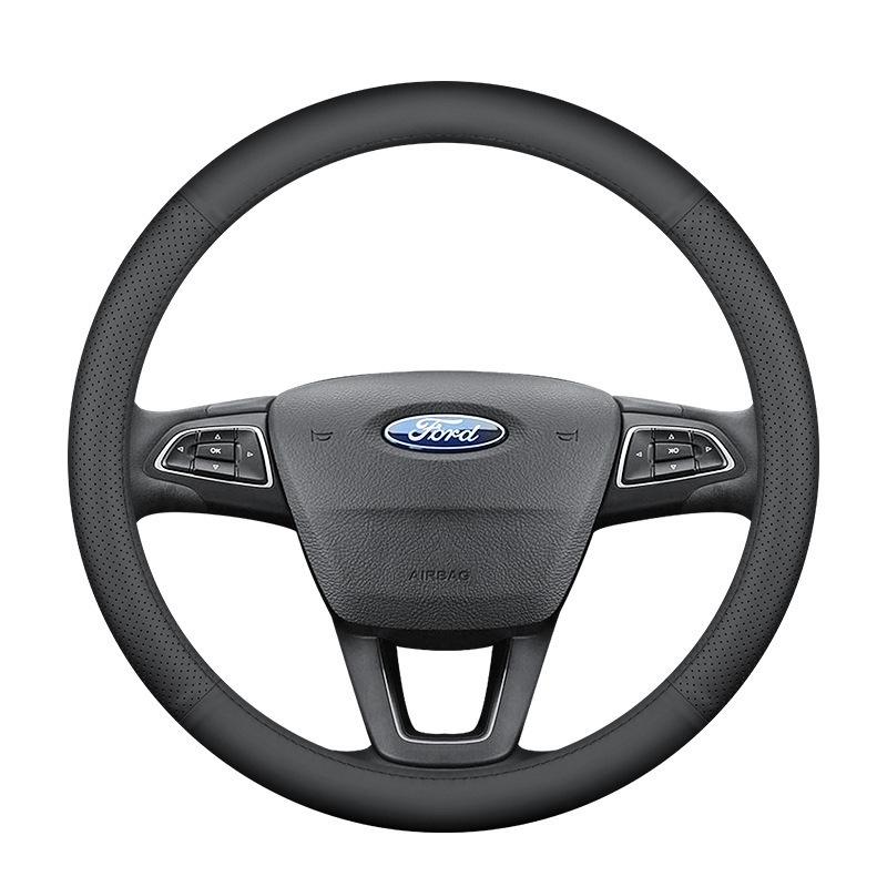 Premium Genuine Leather Steering Wheel Cover for Ford – Ultra-thin, Anti-slip Fit for Edge, Focus, and Yi Bo Models