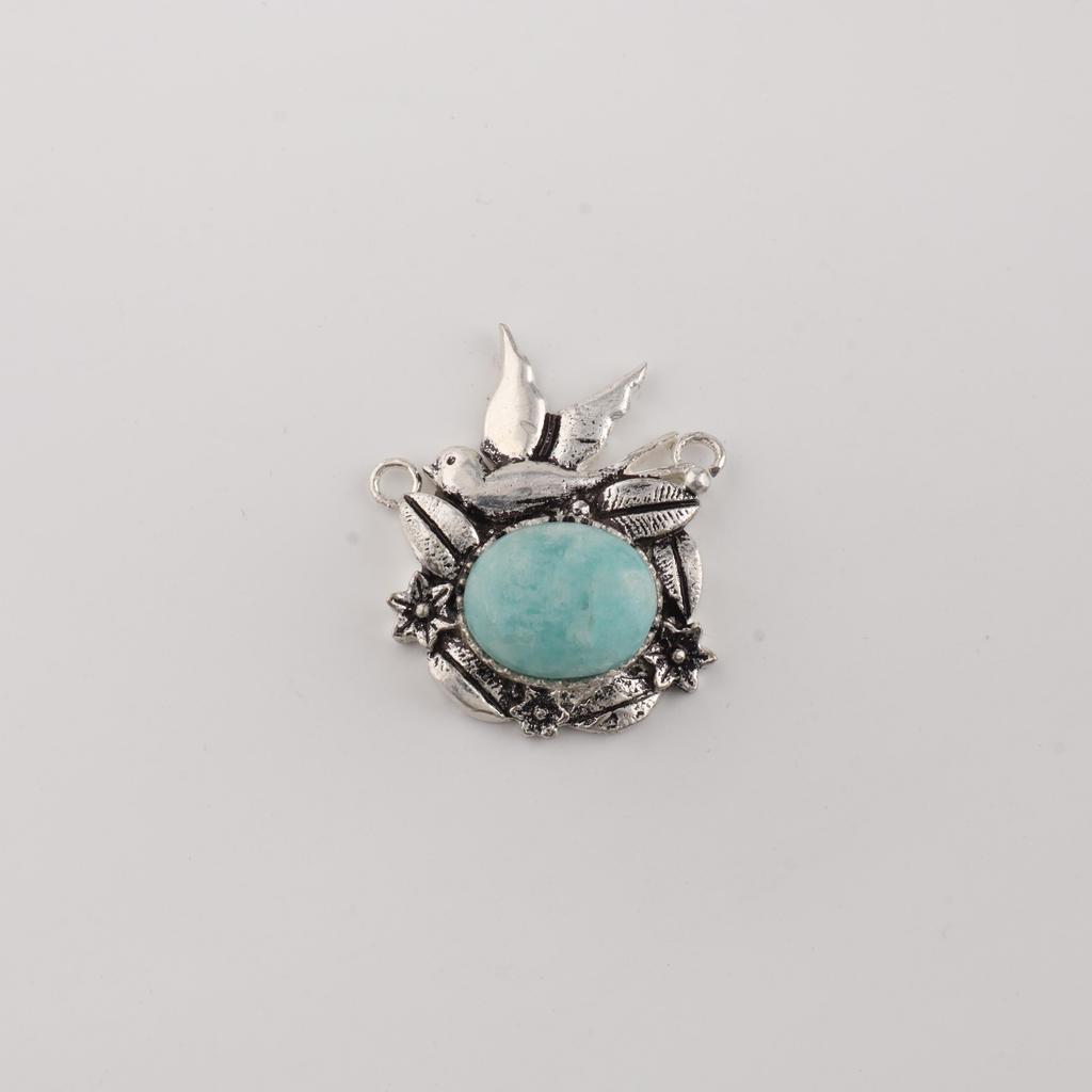 Natural Amazonite Gemstone 925 Sterling Silver Jewelry Designer Pendant 0.5" For Wedding Gift CP-43-31
