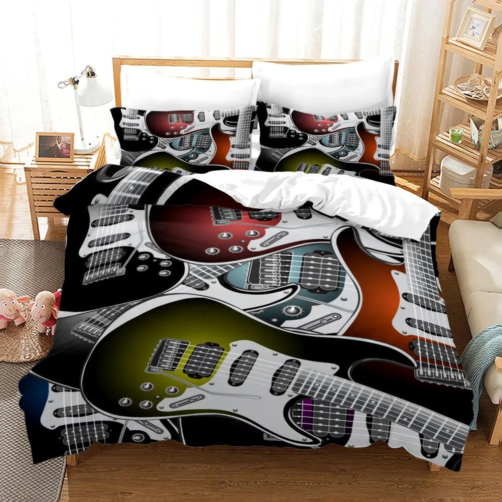 Rock Guitar Bedding Set Single Twin Full Queen King Size Polyester Bedroom Duvet Cover Aldult Kids Comforter Quilt Cover Set