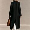 Women's Extra Long Wool Overcoat with Back Slit - Elegant Winter Coat