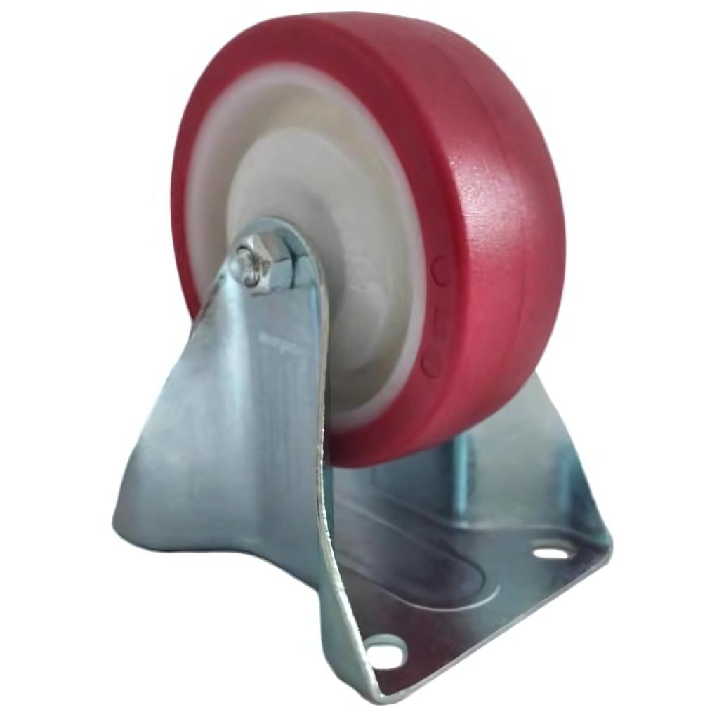 Fixed wheel castor 100mm 200kg FPPU 1001 RED polyurethane