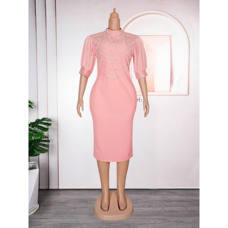 

Плюс Размер Женщин Моды Commuter Макси Платье 3XL розовый